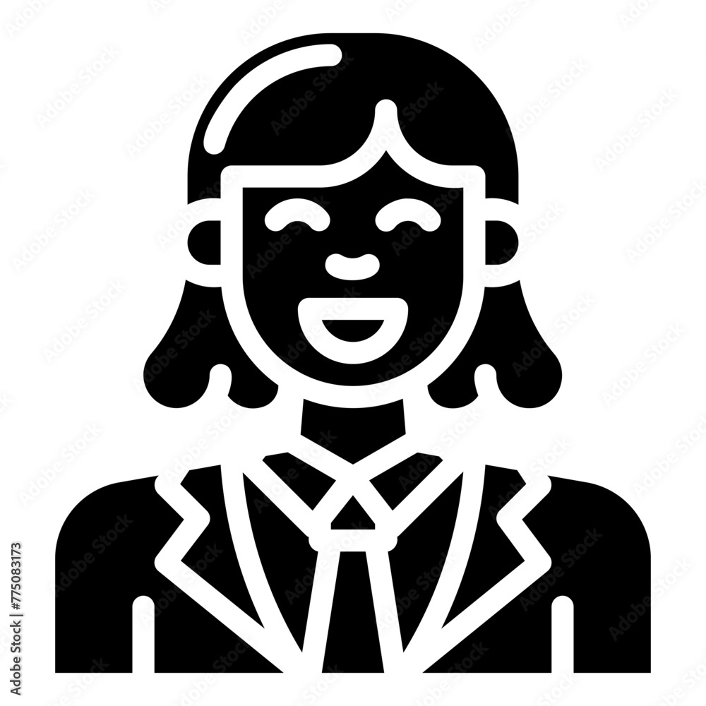 avatar woman with a tie. vector single icon with a solid style. suitable for any purpose. for example: website design, mobile app design, logo, etc. avatar woman with a tie. vector single icon with a solid style. suitable for any purpose. for example: website design, mobile app design, logo, etc.
