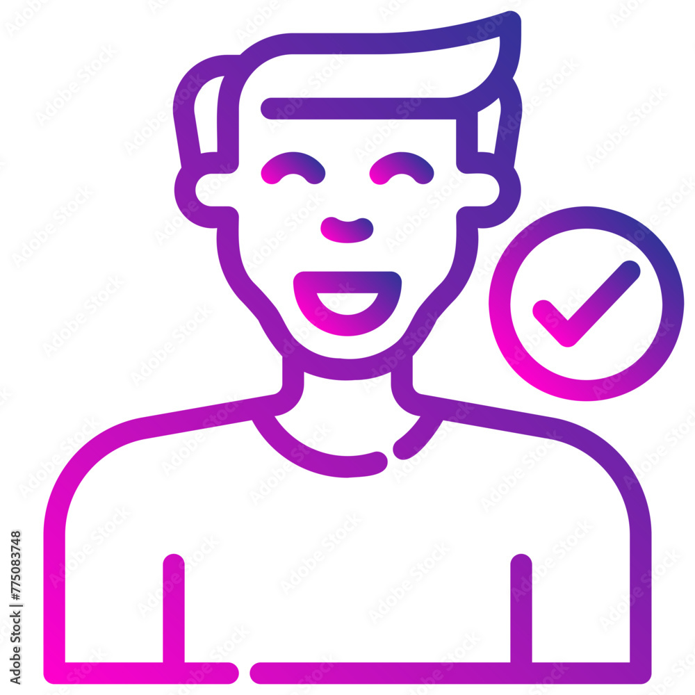 avatar man checkmark. vector single icon with a dashed line gradient style. suitable for any purpose. for example: website design, mobile app design, logo, etc. avatar man checkmark. vector single icon with a dashed line gradient style. suitable for any purpose. for example: website design, mobile app design, logo, etc.