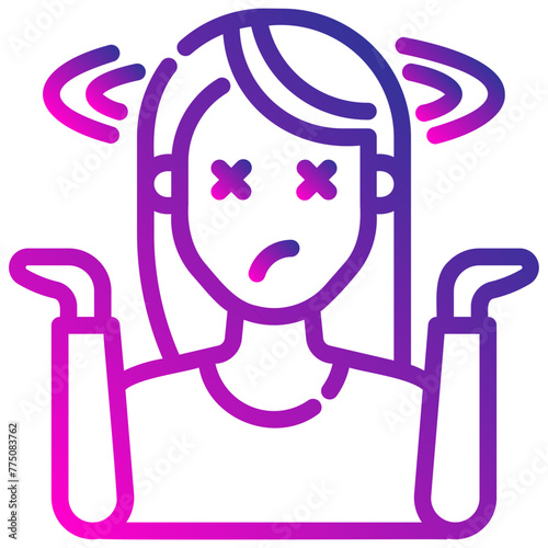 avatar confused. vector single icon with a dashed line gradient style. suitable for any purpose. for example: website design, mobile app design, logo, etc.