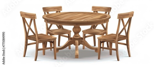 Wooden table and chairs with round table