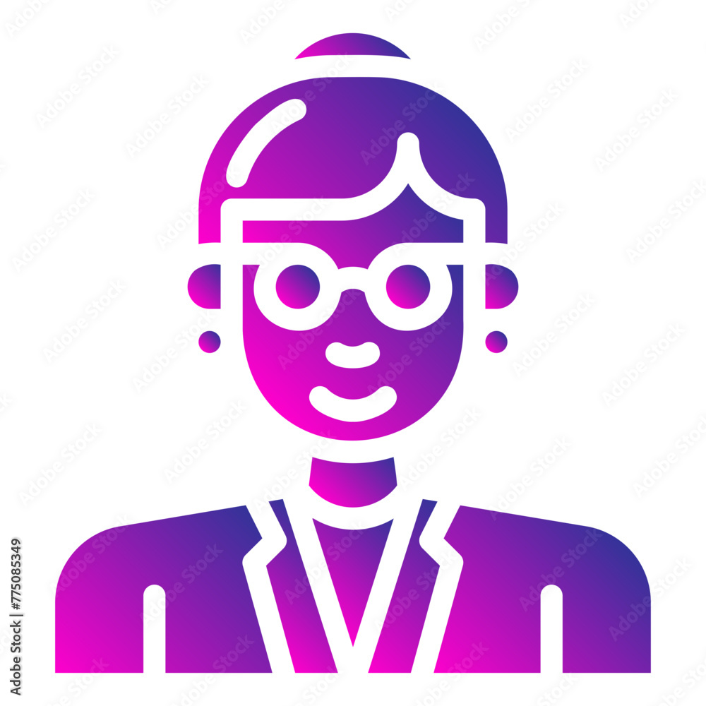 avatar with glasses. vector single icon with a solid gradient style. suitable for any purpose. for example: website design, mobile app design, logo, etc.