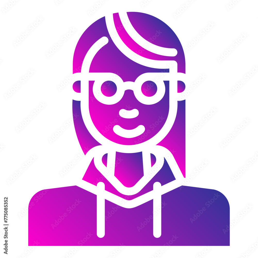 avatar female with a hoodie. vector single icon with a solid gradient style. suitable for any purpose. for example: website design, mobile app design, logo, etc.
