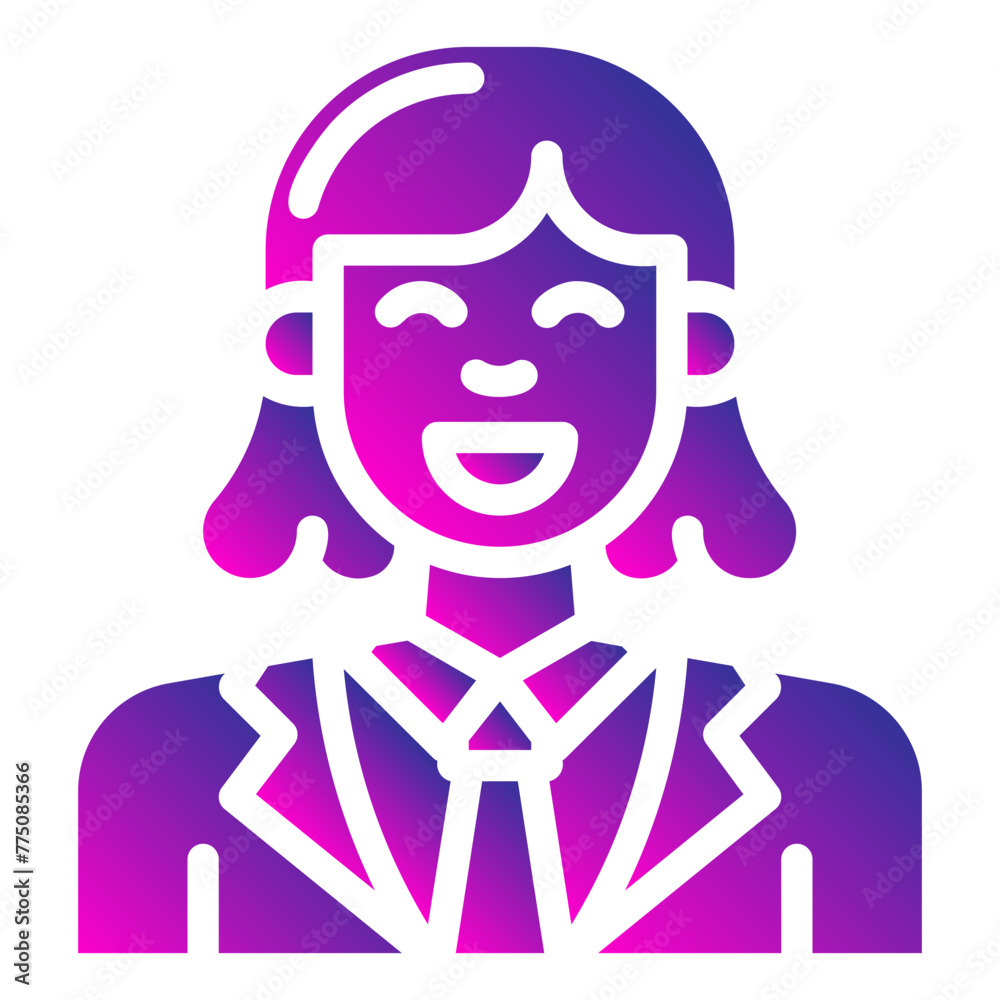 avatar woman with a tie. vector single icon with a solid gradient style. suitable for any purpose. for example: website design, mobile app design, logo, etc. avatar woman with a tie. vector single icon with a solid gradient style. suitable for any purpose. for example: website design, mobile app design, logo, etc.