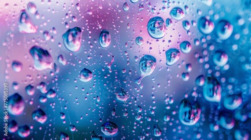 High resolution panorama of water drops on the window 