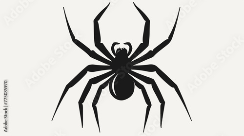 Black silhouette of spider isolated on white background