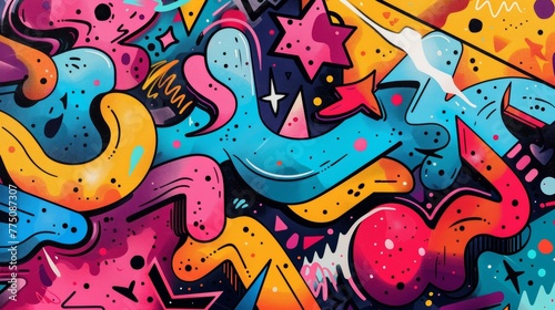 An artistic fusion of modern Gen-Z techniques and classic '80s and '90s graffiti, captured in a vibrant and dynamic vector illustration.