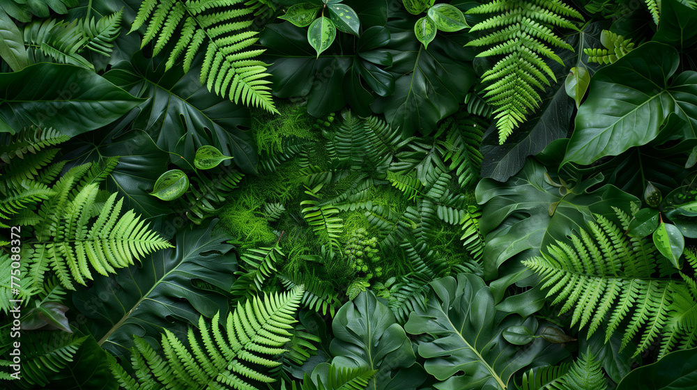 leafy green fern background . leafy green fern background .
