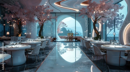 High end luxury dining lounge. Generative AI.