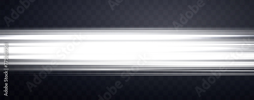Speed rays, light neon flow, zoom in motion effect, silver glow speed lines, colorful light trails, stripes. Abstract background, vector illustration.