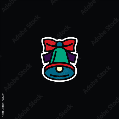 Original vector illustration. A bell icon with a bow.