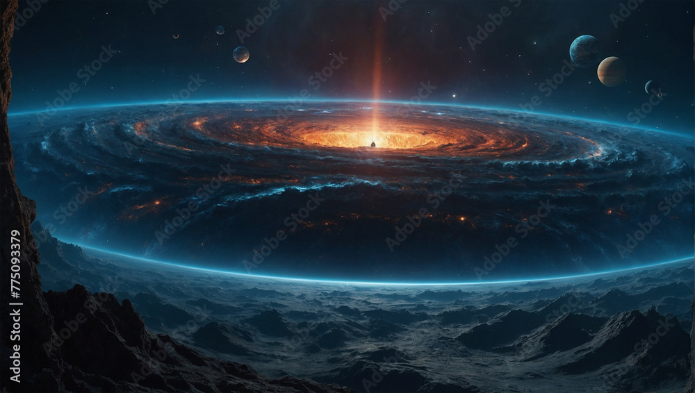 Fototapeta premium Background of black holes devouring planets in outer space 6