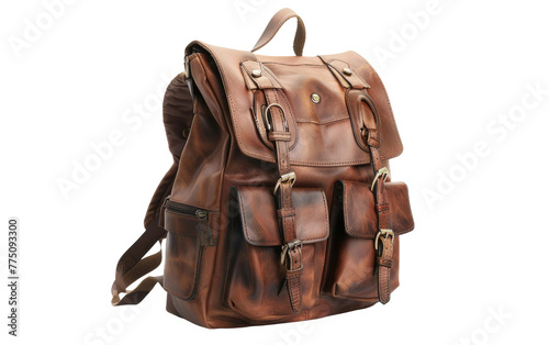 Leather Adventure Bag isolated on transparent Background