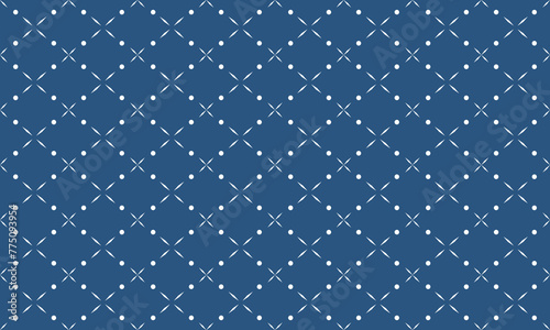 geometric abstract shape art in seamless pattern style illustration in blue background.