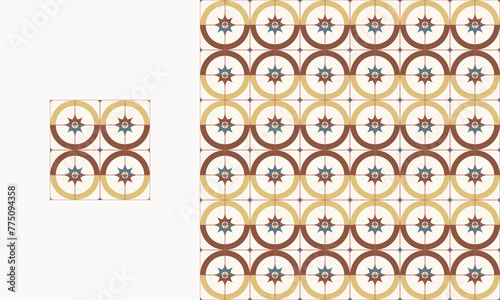 tile ceramic retro abstract shape in geometric seamless pattern style illustration.