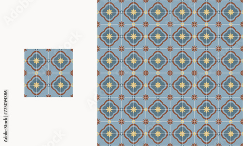 tile ceramic retro abstract shape in geometric seamless pattern style illustration.