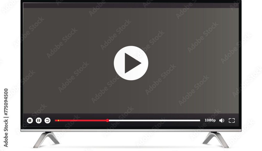 TV with video web player interface on screen TV with video web player interface on screen