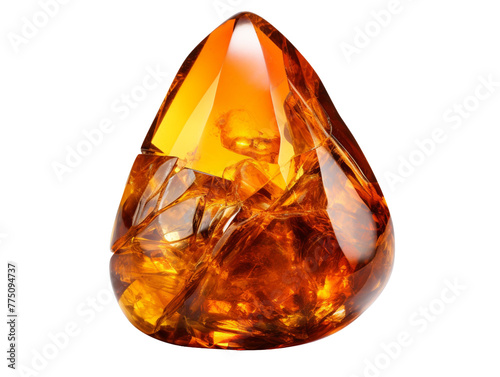 Amber gem stone isolated on transparent background, PNG available
