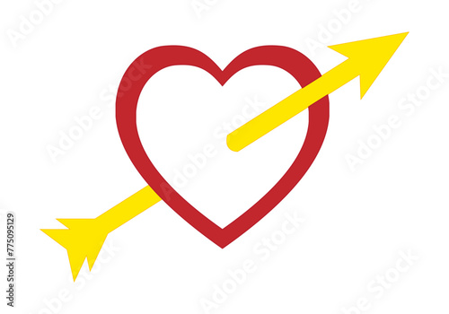 Flechazo por España. Amor a España. Flechazo en rojo y amarillo
