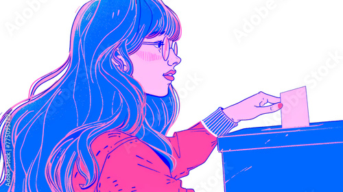 Young Woman Exercising Civic Duty by Participating in Democratic Voting Process