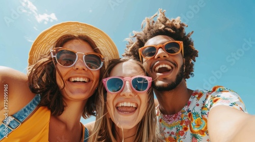 Friends enjoying a summer's day by taking a selfie