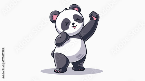 Fototapeta Naklejka Na Ścianę i Meble -  Cute panda cartoon in dabbing pose flat vector isolated