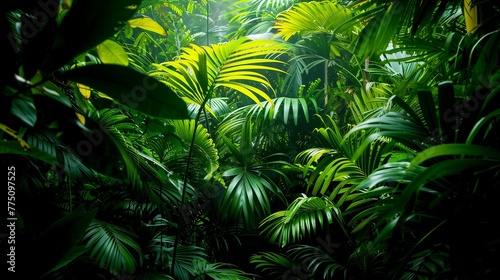 summer background with exotic tropical green plants