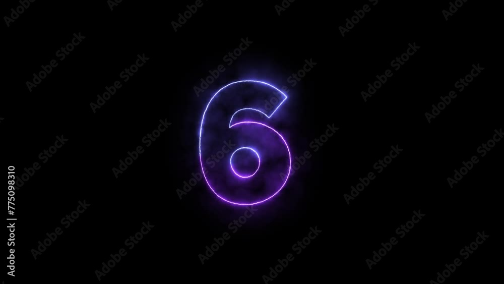 Number 6 Neon Animation on a black background. Purple and Blue neon animation Number 6 Neon Animation on a black background. Purple and Blue neon animation
