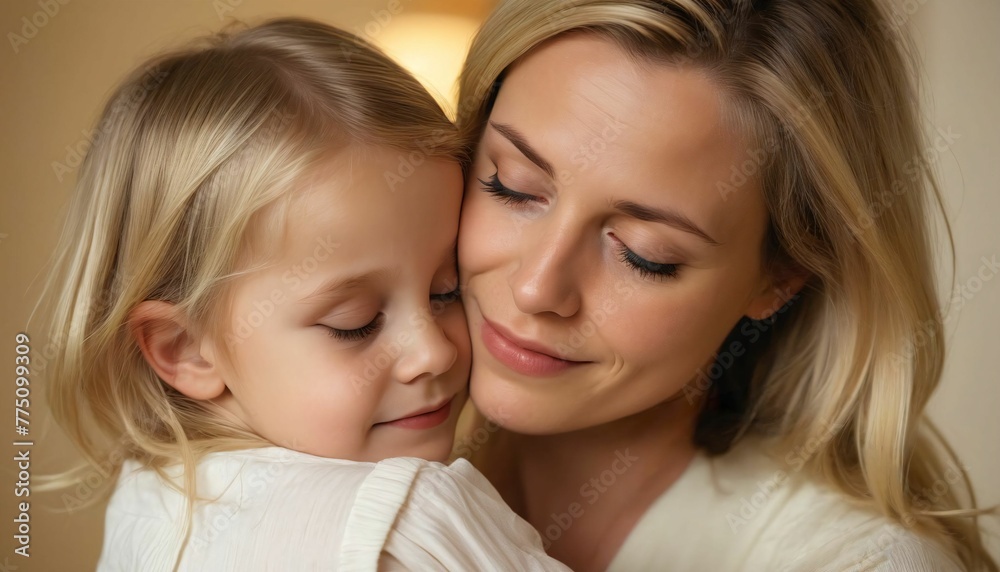 Happy mother's day, mother hugging her daughter Happy mother's day, mother hugging her daughter