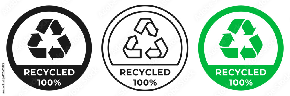 Recycled 100 icon or illustration. Recycled 100 icon or illustration.