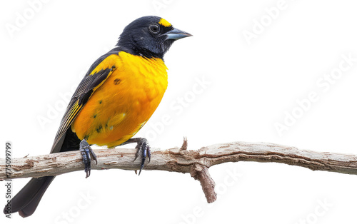 Perched Oriole: A Wooden Bough's Resident isolated on transparent Background