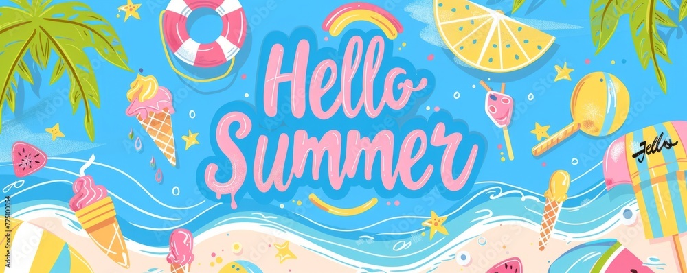 A vibrant summer-themed banner with the text A vibrant summer-themed banner with the text