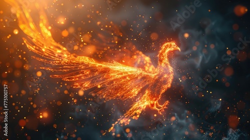 big Phoenix is flying burning with fire. Generative AI