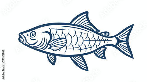 Fish line icon vector isolated on white background