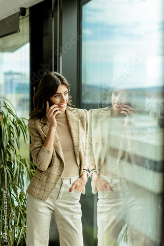 Elegant young woman using m...