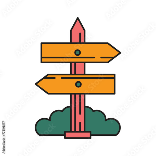 Direction Icon Design. with a simple line and color illustration design