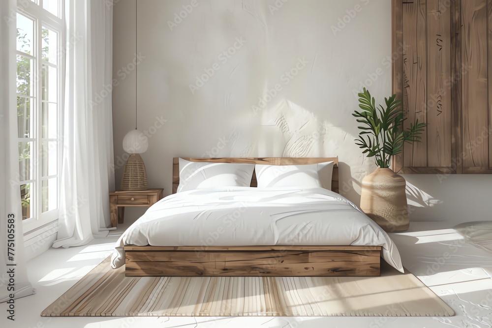 Modern bedroom interior. The modern bedroom showcases a clean minimalist design
Modern bedroom interior. The modern bedroom showcases a clean minimalist design