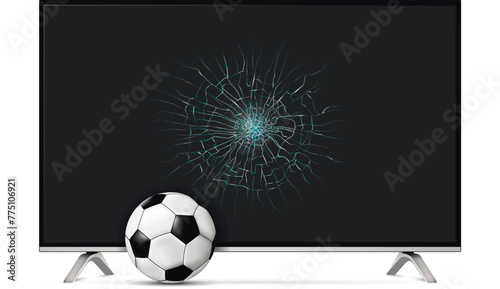 Smart tv broken screen and soccer ball