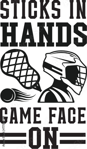 Sticks In Hand Game Face On Lacrosse Vector, Lacrosse Player Design