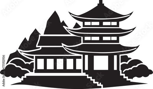 Japanese architecture. Hand drawn vector illustration
