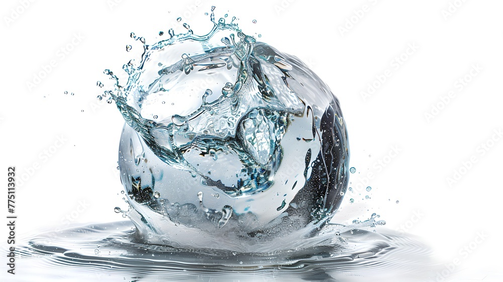 Dynamic Water Splash Encapsulating Clear Sphere Isolated on White Background, Perfect for Advertising, High-Speed Liquid Photography. AI Dynamic Water Splash Encapsulating Clear Sphere Isolated on White Background, Perfect for Advertising, High-Speed Liquid Photography. AI