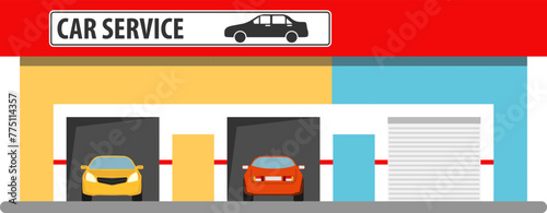Car service, car service station. Car repair. Vector, design illustration. Vector.