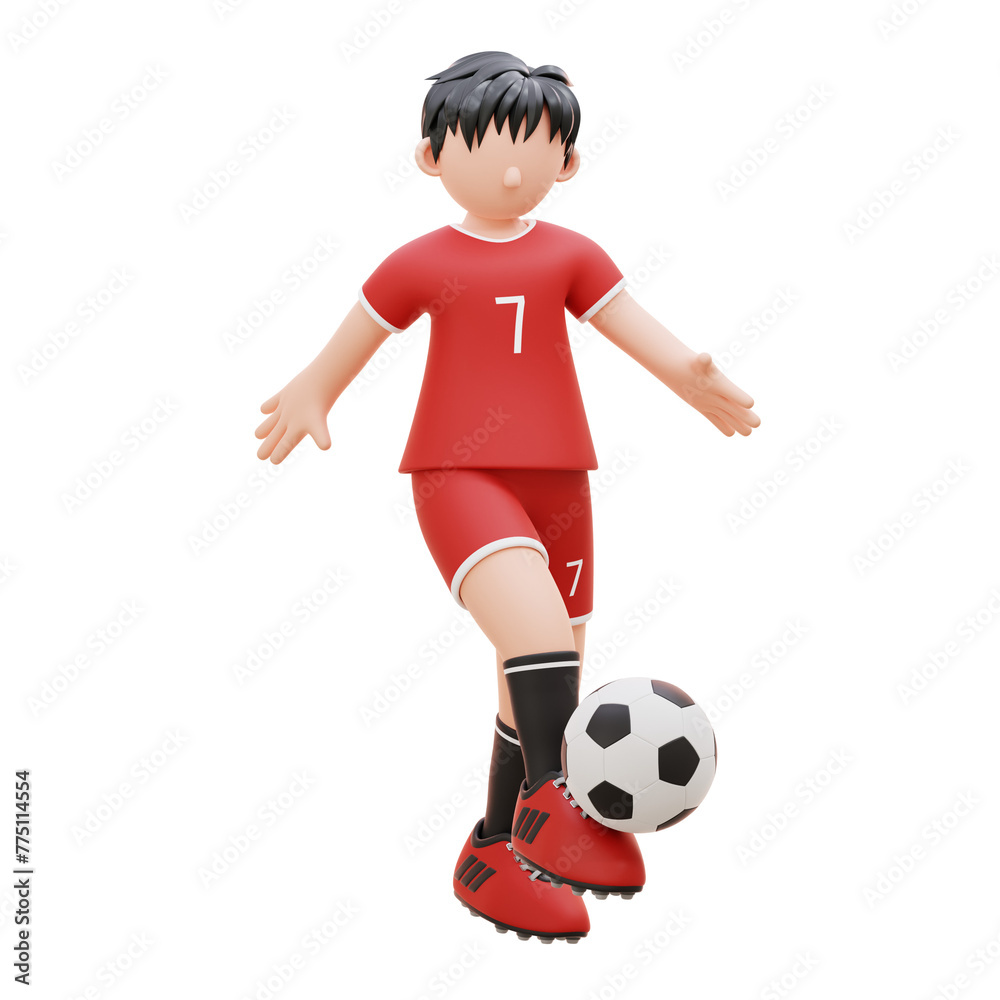 player kicks the ball 3d character