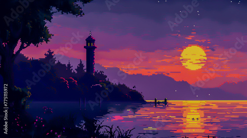 A pixelated version of a famous landmark photo