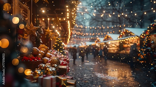 A festive holiday market aglow with twinkling lights, festive decorations, and the scent of roasted chestnuts and mulled wine © Be Naturally