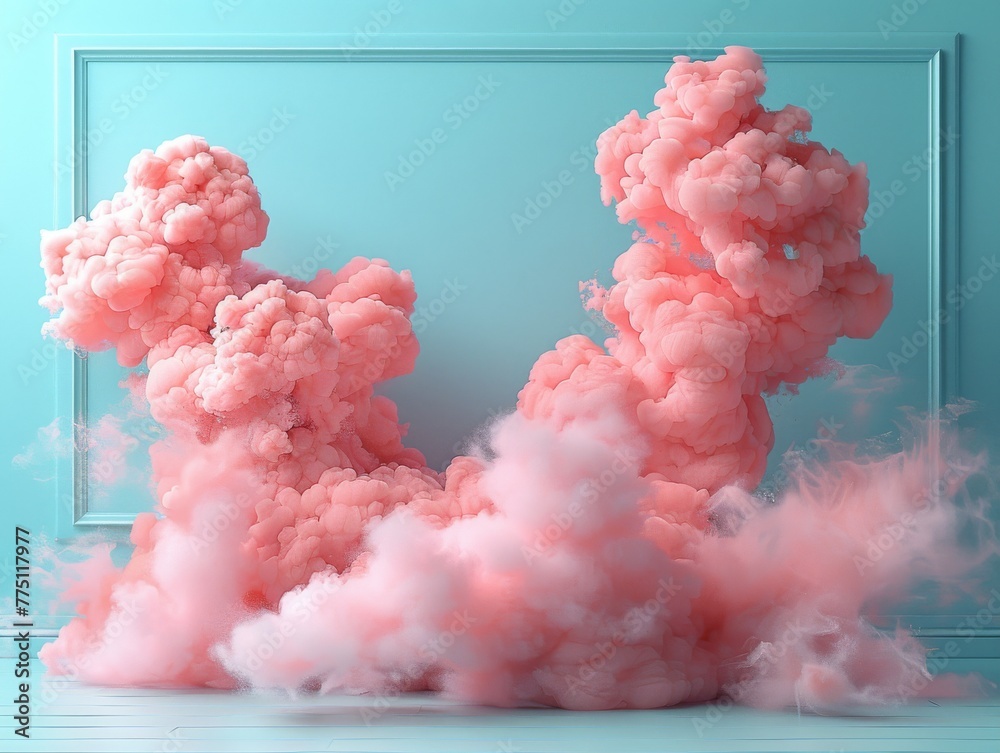 The Dynamic Display of Pink Smoke Against Tranquil Blue.