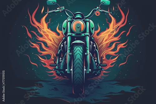 a motorcycle with flames on it
