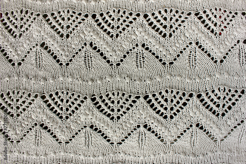 Textured white openwork close-up crochet. White patterned background - obrazy, fototapety, plakaty 