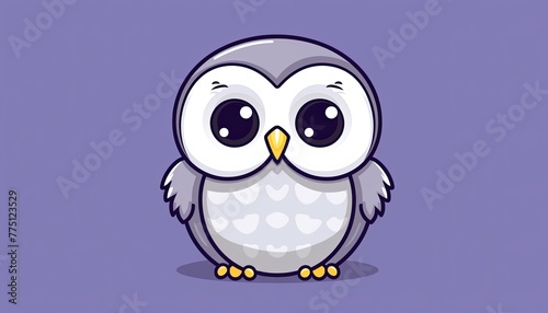 Cute Cartoon Owl with Big Eyes