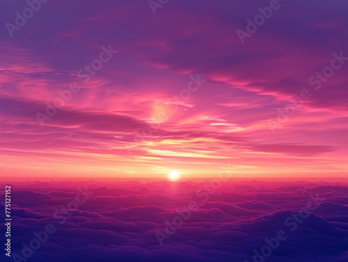 A gradient sky transitioning from deep blues to soft pinks at sunrise, 3D Abstract Animation