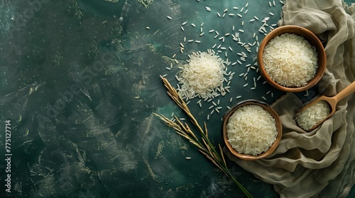 Graphic design with ears of rice and grains Product images for advertising photo